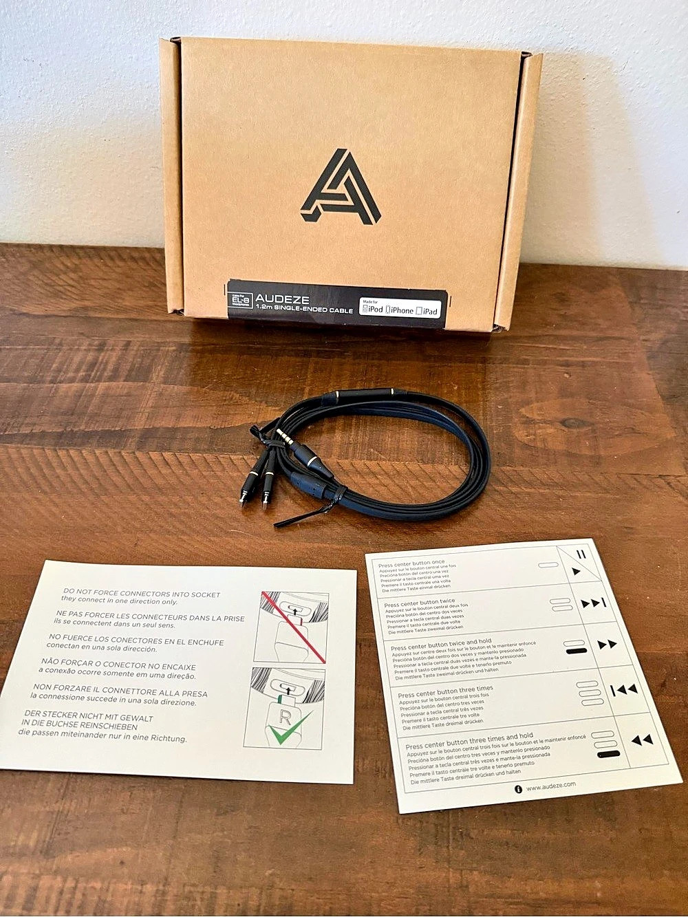 Audeze EL-8 Headphone Cable 1.2m with Mic & Remote New Open Box